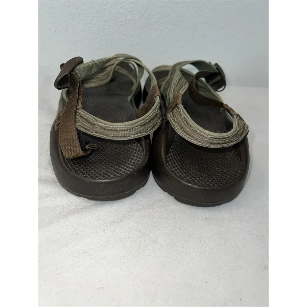 CHACO‎ Z Cloud Brown Green Vibram Sole Sport Toe Loop Sandals Sz 13 Adjustable